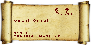 Korbel Kornél névjegykártya